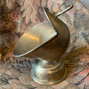 Brass Sugar Scuttle/Matchstick Holder. 3.5” x 3.5”
